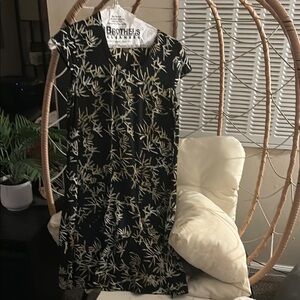 Brother Black and Gold Leaf Print Dress